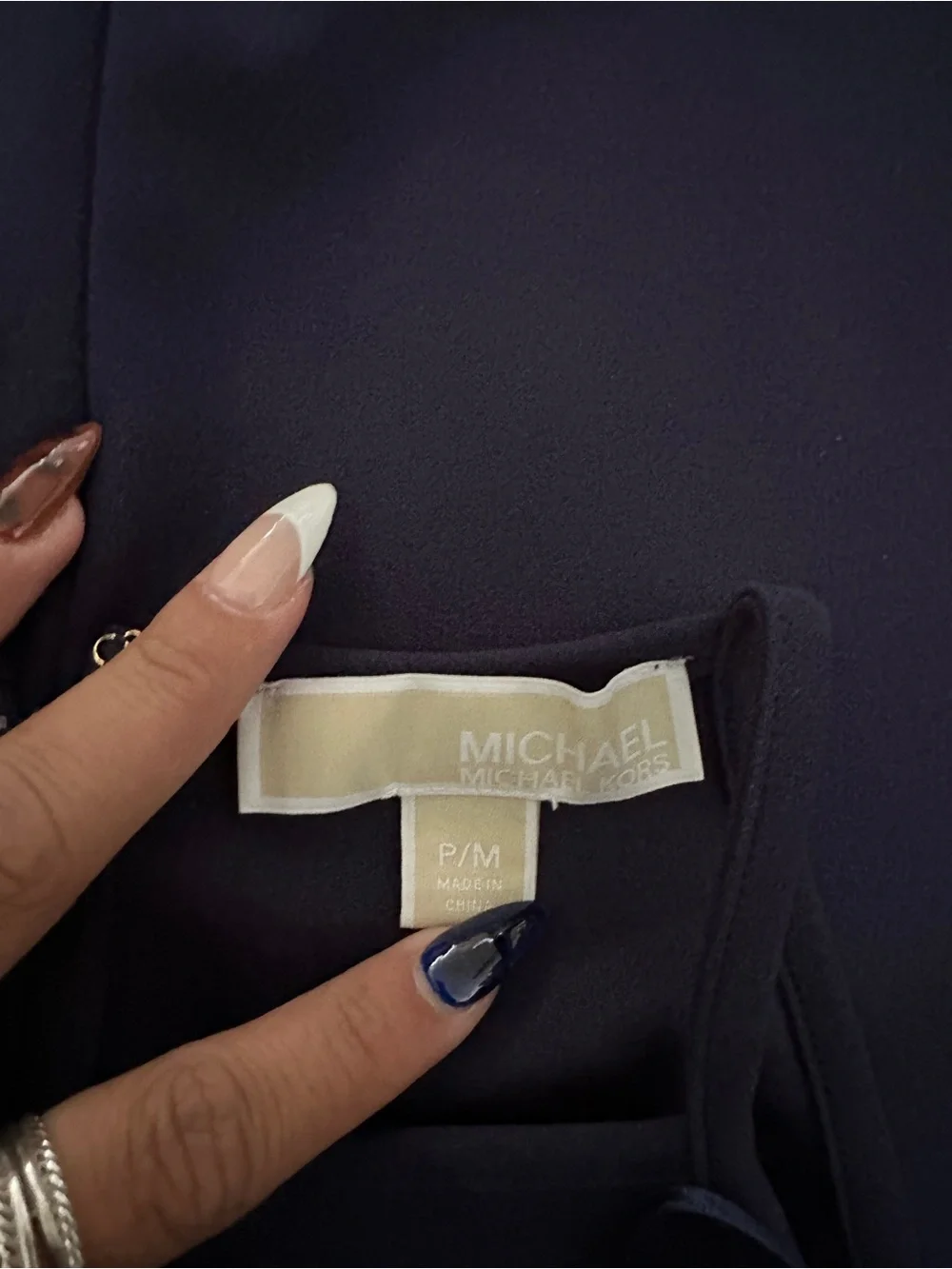 Michael Kors Navy A-Line Dress with Gold Eyelet Trim